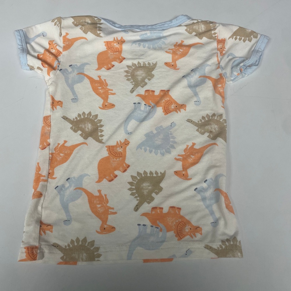 Milkberry Pajamas Kids 4T Dinosaur Bamboo Rayon Short Sleeve Set White Orange - Picture 3 of 7